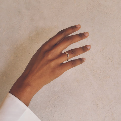 The Temple Ring with Diamonds in Yellow Gold